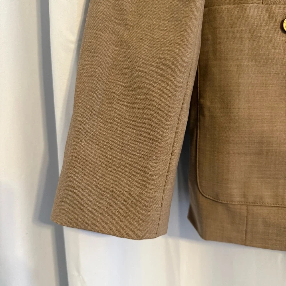 J.Crew Vivienne Italian Wool Blazer Tan Gold Button Women’s 12T Tall - Picture 6 of 16